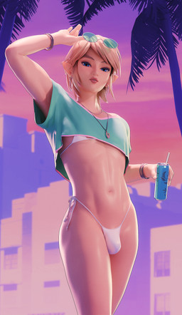 blonde_hair bulge eyewear eyewear_on_head femboy hair humanoid_pointy_ears looking_at_viewer male not_furry pointy_ears solo sunglasses sunglasses_on_head wearing_sunglasses fugtrup gta_vi_cover_girl nintendo the_legend_of_zelda link humanoid hylian absurd_res hi_res