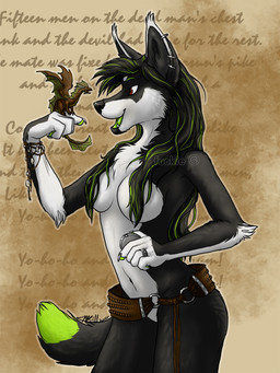 anthro belt clock clothed clothing duo ear_piercing female feral holding_character larger_female micro music naturally_censored nude open_mouth piercing ring side_view size_difference song tail topless watch fuckie mythology fuckie_(character) canid canine dragon mammal mythological_creature mythological_scalie scalie 2011 3:4 watermark