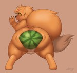 2020 anal anal_masturbation anal_penetration barely_visible_genitalia barely_visible_pussy big_tail digital_media_(artwork) eevee extreme_penetration female feral fluffy fluffy_tail food food_fetish food_in_ass food_insertion food_play fruit fur generation_1_pokemon genitals heart_eyes heart_symbol huge_penetration improvised_sex_toy kazzypoof_(character) large_penetration looking_back masturbation melon multicolored_body multicolored_fur nintendo penetration plant pokemon pokemon_(species) pussy ridiculous_fit sex_toy slimefur solo spread_legs spreading tail tan_body tan_fur tight_fit tongue tongue_out toying_self two_tone_body two_tone_fur watermelon yellow_sclera