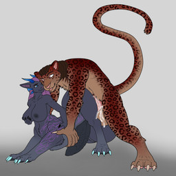anthro ass_up balls big_balls big_penis bodily_fluids breasts cum cum_in_vagina cum_inside duo ejaculation genital_fluids genitals herm huge_balls huge_penis hyper hyper_balls hyper_genitalia hyper_penis intersex intersex/male male penetration penis size_difference tattoo taur_penetrated r0ttens0ul deza_(redtint) scott_(redtint) felid feline lagomorph leopard leporid mammal pantherine taur 1:1 absurd_res hi_res
