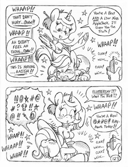 anthro back_wings big_breasts big_butt blush blush_lines bodily_fluids bottomwear bottomwear_down breasts butt butt_slap camera camera_flash cleavage clothed clothed_anthro clothed_female clothing corporal_punishment cowboy_hat cowboy_outfit crying cursing_and_screaming cutie_mark dialogue dress eyelashes female freckled_breasts freckled_face freckles fully_clothed fully_clothed_anthro fully_clothed_female group hat headgear headwear horn lying obscured_face otk over_the_knee pain pants pants_down partially_clothed partially_clothed_anthro partially_clothed_female princess profanity punishment royalty slap spank_marks spanking spanking_as_punishment speech_bubble sun_hat sundress surprised taking_picture tall_female tears tears_of_pain teary_eyes text unicorn_horn wing_boner wings yelling circe_(artist) friendship_is_magic hasbro my_little_pony mythology applejack_(mlp) fan_character fluttershy_(mlp) gothy_moon_(circe) princess_eaststern_(minalhan) earth_pony equid equine horse mammal mythological_creature mythological_equine pegasus pony unicorn winged_unicorn black_and_white comic english_text monochrome traditional_media_(artwork)