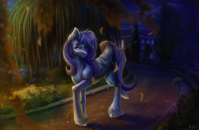 blue_eyebrows blue_hooves blue_mane blue_sky blue_tail building closed_frown cloud cutie_mark eyebrows eyelashes feathered_wings feathering feathers female female_feral feral fern folded_wings frown fur grass hooves leaf lidded_eyes light long_mane long_tail mane mouth_closed night outside path plant purple_eyes quadruped sky solo tail text tree weeping_willow wings rayrage hasbro my_little_pony mythology fan_character equid equine mammal mythological_creature mythological_equine pegasus 2025 4k absurd_res artist_name colored digital_media_(artwork) digital_painting_(artwork) english_description hi_res lighting painting_(artwork) shaded