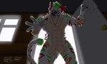 anthro big_fangs breaking_in claws collar dog_tags door doorway fangs fur fur_tuft furry_body glowing glowing_eyes looking_at_viewer male multicolored_body multicolored_fur muscular nude reaching_towards_viewer smile snow solo striped_body striped_fur stripes tail teeth tongue tongue_out tuft wall_(structure) wood wood_wall teymosoo perseus_(teymosoo) arctic_fox canid canine felid fox hybrid hyena mammal pantherine prehistoric_species saber-toothed_tiger spotted_hyena tiger true_fox 5:3 absurd_res hi_res