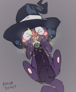 >_< blush bodily_fluids clothed clothed_feral clothing disembodied_penis duo eyes_closed female feral feral_on_feral fur genital_fluids genitals hat headgear headwear male male/female male_feral peeing peeing_on_another penis purple_body purple_fur urine urine_in_mouth watersports witch_hat bravobunny soul_eater blair_(soul_eater) domestic_cat felid feline felis mammal hi_res