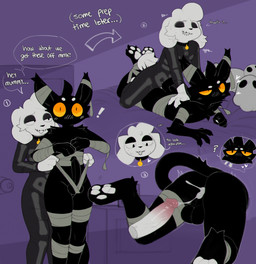 3_toes 4_fingers after_anal after_orgasm after_sex anal anal_penetration anthro anthro_on_anthro anthro_penetrated anthro_penetrating anthro_penetrating_anthro arm_tuft balls bed bedroom_eyes belly big_butt big_penis biped black_balls black_body black_eyes black_eyeshadow black_fur black_glans black_nose black_penis black_perineum black_tail blush bodily_fluids butt cheek_tuft chest_tuft collar cum cum_drip cum_in_ass cum_inside cum_string curvy_figure cutaway dialogue disembodied_head disembodied_penis dripping duo ejaculation erection exclamation_point eyebrows eyes_closed eyeshadow facial_tuft feet feet_up fingers floppy_ears fluffy foot_tuft foreskin from_behind_position from_front_position fur furniture genital_fluids genitals glans glistening glistening_genitalia glistening_glans glistening_penis grin half-closed_eyes hand_on_back head_tuft heart_symbol heel_tuft holidays humanoid_genitalia humanoid_penis looking_pleasured lying makeup male male/male male_penetrated male_penetrating male_penetrating_male missionary_position mostly_nude mouthless multicolored_penis mummy_wrappings narrowed_eyes number on_back on_bed on_bottom on_front on_top pawpads penetration penile penile_penetration penis perineum pink_foreskin pink_glans pupils purple_background question_mark seductive sequential_arrow sex sex_on_bed shoulder_tuft simple_background skeleton_costume slit_pupils small_tail smile speech_bubble standing surprised tail talking_to_another text thick_thighs toes tuft two_tone_penis vein white_eyebrows white_pawpads white_penis white_sclera yellow_sclera k1ko halloween bingo_(fringession) canid canine canis domestic_cat domestic_dog felid feline felis mammal poodle 2025 colored digital_drawing_(artwork) digital_media_(artwork) english_text flat_colors hi_res multiple_scenes sequence shaded