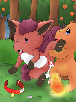 3_toes 5_fingers blue_eyes bodily_fluids cum cum_in_mouth cum_in_vagina cum_inside cum_on_ground cum_on_penis cum_on_tongue cum_pool detailed_background duo erection feet female female_penetrated feral fingers fire flaming_tail forest fur genital_fluids genitals leg_glider_position male male/female male_penetrating male_penetrating_female multi_tail nude open_mouth outside penetration penile penile_penetration penis penis_in_vagina plant raised_leg red_body red_eyes red_fur red_penis sex tail tears toes tongue tongue_out tree vaginal vaginal_penetration white_body white_fur sl350 nintendo pokemon canid canine charmander generation_1_pokemon mammal pokemon_(species) vulpix hi_res source_request unavailable_at_source