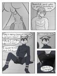 3:4 anthro anthrofied balls becoming_erect bottomwear bulge chespin chompers_(fuze) cid_(fuze) clothed clothing comic dialogue english_text erection fellatio fuze generation_2_pokemon generation_6_pokemon generation_7_pokemon genitals grey_background group hi_res litten male male/male nintendo oral penile penis pokemon pokemon_(species) pokemorph ray_(fuze) rubbing sex shorts simple_background sitting skimpy spread_legs spreading text topless totodile voyeur