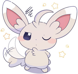 ambiguous_gender blush blush_stickers dipstick_ears dipstick_tail ear_markings feral grey_body grey_ears grey_tail hands_behind_back head_tuft inner_ear_fluff looking_at_viewer markings multicolored_ears neck_tuft one_eye_closed path_lines pink_inner_ear semi-anthro solo star_polygon tail tail_markings tail_motion tailwag tuft white_ear_tips white_tail_tip noddyuou nintendo pokemon generation_5_pokemon minccino pokemon_(species) hi_res