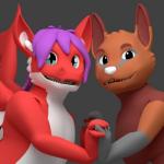 anthro duo hand_holding smile wings yok mythology azaly marcus_mordecai canid canine dragon fox mammal mythological_creature mythological_scalie scalie 1:1 3d_(artwork) digital_media_(artwork)