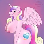 1:1 2020 absurd_res anthro anthrofied areola big_breasts blonde_mane breasts equid equine feathers female friendship_is_magic hasbro hi_res hirurux horn looking_at_viewer mammal mane mature_anthro mature_female multicolored_mane my_little_pony mythological_creature mythological_equine mythology nipples nude pink_body pink_eyes pink_feathers pink_mane princess_cadance_(mlp) purple_mane solo winged_unicorn wings