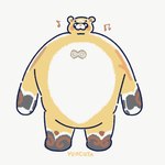 anthro biped brown_body brown_fur chibi fur musical_note musical_symbol pink_nose simple_background solo symbol white_background white_body white_fur yencatx genshin_impact mihoyo guoba_(genshin_impact) bear mammal 1:1 2021