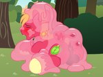 2019 anal anal_penetration badumsquish balls big_macintosh_(mlp) blonde_hair blush detailed_background duo earth_pony egg equid equine eyes_closed fan_character female feral freckles friendship_is_magic genitals goo_creature hair hasbro hi_res horse male male/female mammal my_little_pony nature outside oviposition ovipositor penetration pony quiddity sitting translucent translucent_body