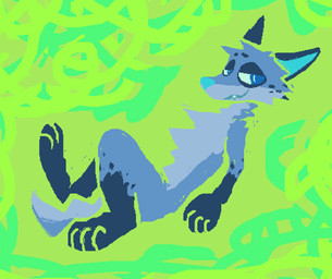 abstract_background anthro blue_body blue_eyes blue_fur blue_inner_ear blue_nose cheek_tuft countershading facial_tuft freckled_face freckles fur green_background male simple_background solo toony tuft demensa emil_(demensa) canid canine canis coyote domestic_dog mammal 2025 full-length_portrait hi_res portrait