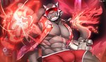 abs anthro armor blep bottomwear bulge clothing headgear helmet male muscular muscular_anthro muscular_male pecs shorts solo swimwear tongue tongue_out mono_g lifewonders tokyo_afterschool_summoners fire_mobster felid mammal pantherine absurd_res hi_res