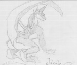 butt claws horn kneeling male muscular muscular_male nude raised_tail solo tail megfluff mythology jakob_(megfluff) dragon mythological_creature mythological_scalie scalie greyscale monochrome sketch