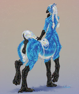 animal_genitalia animal_vulva anus avian_feet beak black_anus black_beak black_vulva blue_body blue_eyes blue_fur braided_hair butt clitoris collar ears_back equine_anus equine_genitalia equine_vulva feet female female_taur fur genitals hair long_hair looking_at_viewer looking_back mouth_closed pivoted_ears presenting presenting_hindquarters puffy_anus quadruped raised_tail scuted_arms scuted_legs scutes simple_background solo tail talons toes vulva white_body white_fur white_hair white_tail scarlanya avian taur 5:6 hi_res signature