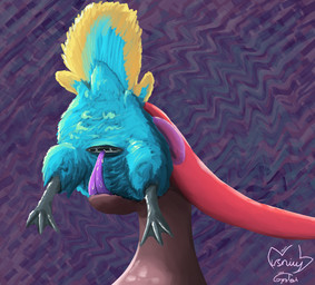 animal_genitalia avian_butt avian_feet beak blue_body blue_feathers bodily_fluids cloaca cloaca_juice facial_markings feathered_crest feathers feet female female_pred feral feral_pred feral_prey genital_fluids genitals head_crest head_markings horizontal_cloaca in_mouth larger_pred male male_prey markings mask_(marking) membrane_(anatomy) oral_vore raised_tail size_difference tail tail_feathers toes tongue tongue_out vore webbed_feet white_markings yellow_markings gyrotech leafysnivy nintendo pokemon fan_character serenity_(leafysnivy) thunk_(gyro) avian cramorant flygon generation_3_pokemon generation_8_pokemon pokemon_(species)