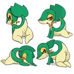1:1 all_fours anthro anus b-intend bedroom_eyes butt female generation_5_pokemon genitals green_body multicolored_body narrowed_eyes nintendo nude open_mouth pokemon pokemon_(species) pussy red_eyes seductive simple_background snivy solo tan_body white_background yellow_body