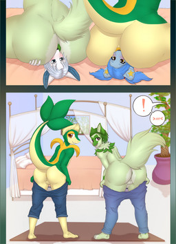 anthro anus backsack balls barefoot bed bedroom blush blush_lines butt clothing dominant dominant_male exclamation_point face_in_ass facesitting feet female female_on_bottom furniture genitals group inside male male/female male/male male_facesitting_female male_on_bottom male_on_top on_bottom on_top presenting presenting_hindquarters removing_pants sitting sitting_on_another smothering submissive submissive_female submissive_male undressing selles nintendo pokemon cash_(syncrovox) nojia_(syncrovox) generation_5_pokemon generation_9_pokemon pokemon_(species) snivy sprigatito hi_res