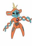2018 absurd_res alien ambiguous_gender black_eyes blonde_hair blue_body chopsuey_(lilo_and_stitch) crossover deoxys digital_media_(artwork) disney experiment_(lilo_and_stitch) fangs flat_colors generation_3_pokemon hair hi_res hybrid legendary_pokemon lilo_and_stitch mohawk nintendo normal_forme_deoxys pokemon pokemon_(species) red_body simple_background smile solo teeth tombola1993 white_background
