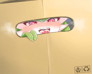 after_oral after_orgasm ambiguous_gender aroused bedroom_eyes blush blush_lines bodily_fluids box breath cardboard cardboard_box container cum cum_in_mouth cum_inside drinking drinking_cum ejaculation genital_fluids glistening green_hair green_markings hair long_hair markings narrowed_eyes open_mouth panting red_eyes seductive solo sweat sweatdrop tongue tongue_out white_body wide_eyed ddingyong nintendo pokemon gardevoir generation_3_pokemon humanoid mammal pokemon_(species) digital_drawing_(artwork) digital_media_(artwork)