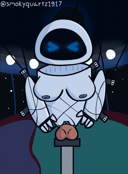 blue_eyes bound breasts dildo dildo_insertion female female_penetrated genitals looking_at_viewer machine not_furry penetration penis restraints sex sex_toy sex_toy_insertion solo text vaginal vulva white_body smokyquartz1917 disney pixar wall-e eve_(wall-e) extraterrestrial_vegetation_evaluator robot animated artist_name digital_drawing_(artwork) digital_media_(artwork) english_text short_playtime