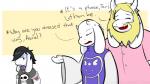 16:9 alternative_fashion anthro asgore_dreemurr asriel_dreemurr azenzeph beard black_hair blonde_hair bone boss_monster_(undertale) bovid caprine clothing collar comic dialogue english_text facial_hair fur goat goth hair horn jewelry long_ears mammal necklace parent_(lore) red_eyes robe shirt simple_background skull spiked_collar spikes t-shirt tattoo text topwear toriel undertale undertale_(series) white_body white_fur widescreen