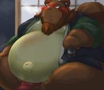 anthro asian_clothing belly blush brown_body brown_fur clothed clothing east_asian_clothing fundoshi fur japanese_clothing kemono male navel night obese obese_anthro obese_male outie_navel overweight overweight_anthro overweight_male sitting solo underwear kuroneko_coffee canid canine mammal raccoon_dog tanuki 2020 hi_res