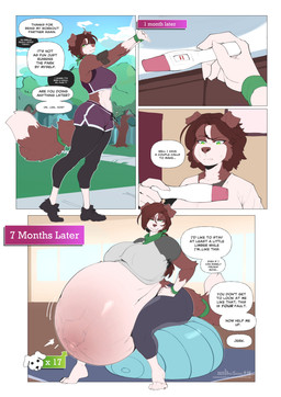 4_toes 5_fingers anthro barefoot belly big_belly big_breasts breasts brown_body brown_fur brown_hair clothed clothing curvy_figure dialogue feet female fingers footwear fur green_eyes hair hand_on_hip hand_on_own_hip hands_on_hips huge_belly huge_breasts hyper hyper_belly hyper_pregnancy leggings legwear multicolored_body multicolored_fur nipple_outline positive_pregnancy_test pregnancy_test pregnant profanity shoes socks solo speech_bubble text thick_thighs toes topwear two_tone_body two_tone_fur voluptuous white_body white_fur wide_hips wristband inu-sama canid canine canis domestic_dog mammal 2025 absurd_res artist_name comic english_text hi_res url watermark