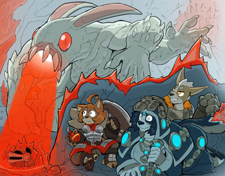 all_fours anthro armor barefoot breastplate clothing explosives feet female gauntlets gloves grenade handwear hiding scared shield solo stirrup_footwear weapon wide_eyed ceehaz dog_knight_rpg celia_(ceehaz) maci_(ceehaz) nix_(ceehaz) canid canine canis domestic_dog herding_dog lagomorph leporid mammal molosser monster mountain_dog pastoral_dog pomeranian rabbit saint_bernard spitz welsh_corgi 2021 absurd_res hi_res