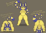 anthro anus arched_back ass_up big_butt big_ears blue_hair blush breasts butt crouching female fur genitals hair jewelry multiple_poses paws pendant pose presenting presenting_hindquarters pussy short_hair simple_background small_breasts solo standing stretching tail text yellow_body yellow_fur cappuchino animal_crossing nintendo ankha_(animal_crossing) domestic_cat felid feline felis mammal absurd_res hi_res watermark