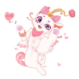 blush blush_lines breasts chest_tuft clitoral_hood clitoris digitigrade eyelashes female feral flower genitals heart_eyes heart_symbol looking_at_viewer narrowed_eyes navel nipples pawpads paws pink_nipples pink_nose pink_pawpads plant presenting presenting_vulva purple_eyes raised_leg ribbons simple_background smile solo spread_legs spreading standing tail teats text thick_thighs tongue tuft vaginal vulva white_body wings ttaki league_of_legends riot_games tencent heartseeker_yuumi yuumi_(lol) domestic_cat felid feline felis mammal 1:1 hi_res