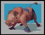 after_transformation black_border black_eyes border brown_body brown_fur brown_hair clothing feral fur hair male quadruped solo torn_clothing white_eyes theother-side mammal suid suine sus_(pig) wild_boar 2024 hi_res