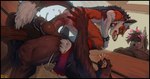 anal anal_penetration animal_genitalia animal_penis anthro anthro_on_anthro anthro_penetrated anthro_penetrating anthro_penetrating_anthro balls big_balls big_penis bodily_fluids brown_body brown_fur clenched_teeth collar cum cum_in_ass cum_inside equine_genitalia equine_penis fur genital_fluids genitals group hay hay_bale heart_symbol inside interspecies large_penetration male male/male male_penetrated male_penetrating male_penetrating_male muscular muscular_anthro muscular_male nude_male orange_body orange_fur penetration penile penile_penetration penis penis_in_ass sex smile spiked_collar spikes stable teeth trio vein veiny_penis voyeur hinar_miler canid canine equid equine fox horse mammal absurd_res hi_res
