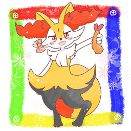 ambiguous_anthro ambiguous_gender anthro biped blush bow_ribbon digitigrade featureless_crotch food front_view holding_food holding_object looking_at_viewer open_:3 open_mouth open_smile shrimp_(food) simple_background smile solo standing tail tail_between_legs annyui0611 nintendo pokemon braixen canid generation_6_pokemon mammal pokemon_(species) 1:1 2022 digital_drawing_(artwork) digital_media_(artwork) full-length_portrait hi_res japanese_description portrait translated_description
