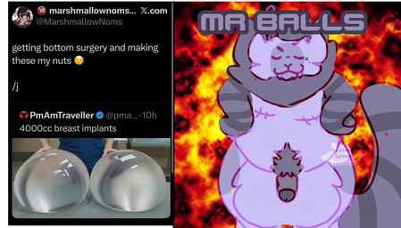 anthro balls big_balls genitals huge_balls hyper hyper_balls hyper_genitalia male partial_plush pubes shitpost slightly_chubby solo text marshmallowlemons patch_(marshmallowlemons) undead english_text meme sketch url trans_(lore)