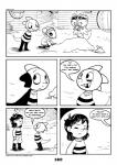 2018 ambiguous_gender anthro armless bone c-puff clothed clothing comic english_text frisk_(undertale) group hi_res human mammal monochrome monster_kid mouse murid murine reptile rodent scalie snowdrake speech_bubble text undertale undertale_(series) url young