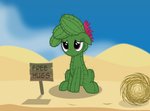 cactus female free_hugs grey_eyes lonely plant sad sign sitting solo tumbleweed badumsquish hasbro my_little_pony ferah_(oc) elemental_creature equid equine flora_fauna horse mammal monster pony hi_res meme