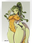 ancillary_head anthro breasts female fingers genitals living_hair looking_at_viewer nipples nude pose pseudo_hair pussy scales smile snake_hair solo yellow_eyes welive european_mythology greek_mythology mythology gorgon humanoid reptile scalie snake hi_res pinup