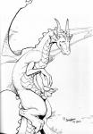 embarrassed erection feral genitals horn looking_at_viewer male masturbation membrane_(anatomy) membranous_wings nude penis solo tail wings skadjer european_mythology mythology d.o.p.r. dragon mythological_creature mythological_scalie scalie western_dragon 2005 monochrome