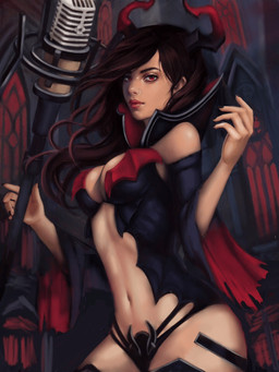 big_breasts breasts church clothing female hair horn looking_at_viewer not_furry red_eyes solo staff neon_fox deity horned_humanoid humanoid 3:4 hi_res