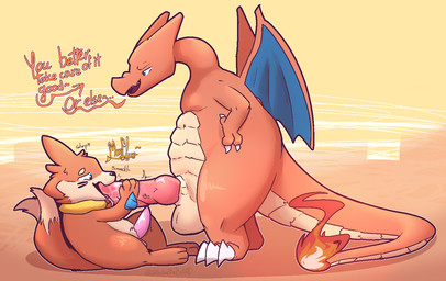 balls bodily_fluids claws dialogue duo erection fellatio fur genital_fluids genitals lying male male/male on_back oral oral_penetration orange_body orange_fur penetration penile penis sex simple_background sound_effects speech_bubble tail text wings zodiacthebat mythology nintendo pokemon buizel charizard dragon generation_1_pokemon generation_4_pokemon mammal mythological_creature mythological_scalie pokemon_(species) scalie digital_media_(artwork) english_text