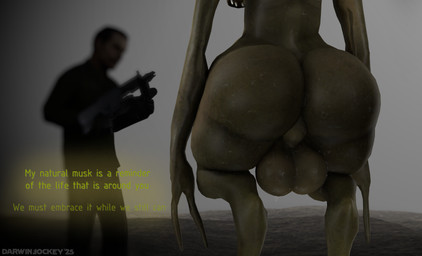 2_fingers backsack balls big_balls big_butt blurred_background blurred_character blurred_face bodily_fluids brown_body brown_skin butt casual_nudity dialogue dirt duo fingers fog foggy_background genitals gun huge_balls huge_butt male nude ranged_weapon rear_view rifle standing sweat sweatdrop sweaty_balls sweaty_body sweaty_butt sweaty_genitalia sweaty_legs sweaty_thighs teeth text thick_thighs weapon wide_hips darwinthejockey human humanoid mammal vortigaunt 3d_(artwork) absurd_res digital_media_(artwork) hi_res signature source_filmmaker_(artwork)