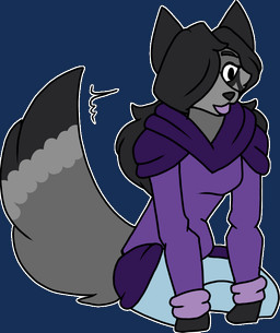 bottomwear clothed clothing denim denim_bottomwear denim_clothing female fur grey_body grey_fur hair hair_over_eye hoodie jeans pants purple_clothing purple_hood purple_hoodie purple_topwear smile solo tail tail_motion tailwag topwear setriaphtfj lumila_tenris canid canine fox mammal red_fox silver_fox true_fox animated