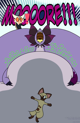against_screen ambiguous_gender belly belly_markings big_belly big_butt butt dialogue exclamation_point feral front_view fur gloves_(marking) grey_stomach group hand_on_belly huge_belly huge_butt leg_markings markings open_mouth orange_body orange_fur overweight overweight_feral purple_body rumbling_stomach simple_background socks_(marking) text tongue trio vore yelling yellow_body dani_fennec capcom monster_hunter azura_(arnoch) bird_wyvern felid felyne izuchi leviathan_(mh) lynian mammal mizutsune 2023 artist_name colored dated digital_drawing_(artwork) digital_media_(artwork) english_text hi_res url watermark