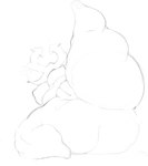 anthro anus big_breasts big_butt biped breasts butt featureless_breasts female genitals huge_butt humanoid_genitalia humanoid_pussy lying navel nude on_ground on_side pawpads pussy raised_leg simple_background solo thick_thighs white_background voidcatart deltarune undertale_(series) darkner virovirokun 2023 digital_media_(artwork) monochrome