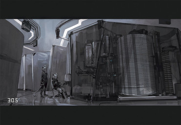 ahoge anthro biped boots bottomwear chair clothed clothing computer duo electronics female footwear fully_clothed furniture hair kemono machine shoes sitting skirt standing dentyou mammal digital_media_(artwork) digital_painting_(artwork) greyscale hi_res monochrome painting_(artwork) restricted_palette