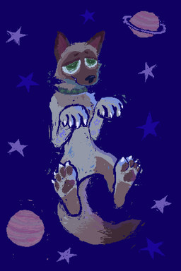 ambiguous_gender brown_body brown_fur collar feral fur green_collar planet smile solo star tan_body tan_fur demensa art_fight canid canine canis domestic_dog mammal 2023 2:3 hi_res