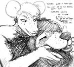 2017 anthro anthro_on_anthro black_and_white blush canid canine canis dialogue duo english_text eyes_closed finger_fetish finger_in_mouth finger_play fingers good_boy hair hladilnik interspecies larger_male male male/male mammal moan monochrome murid murine open_mouth pet_praise praise rat rodent simple_background size_difference small_dom_big_sub smaller_male smile text tongue wolf