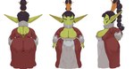 absurd_res belly big_breasts big_butt black_hair breasts butt cleavage clothed clothing crown dress female forastero goblin hair headgear hi_res humanoid humanoid_pointy_ears jazel_(forastero) long_ears long_hair model_sheet queen royalty short_stack slightly_chubby solo wide_hips